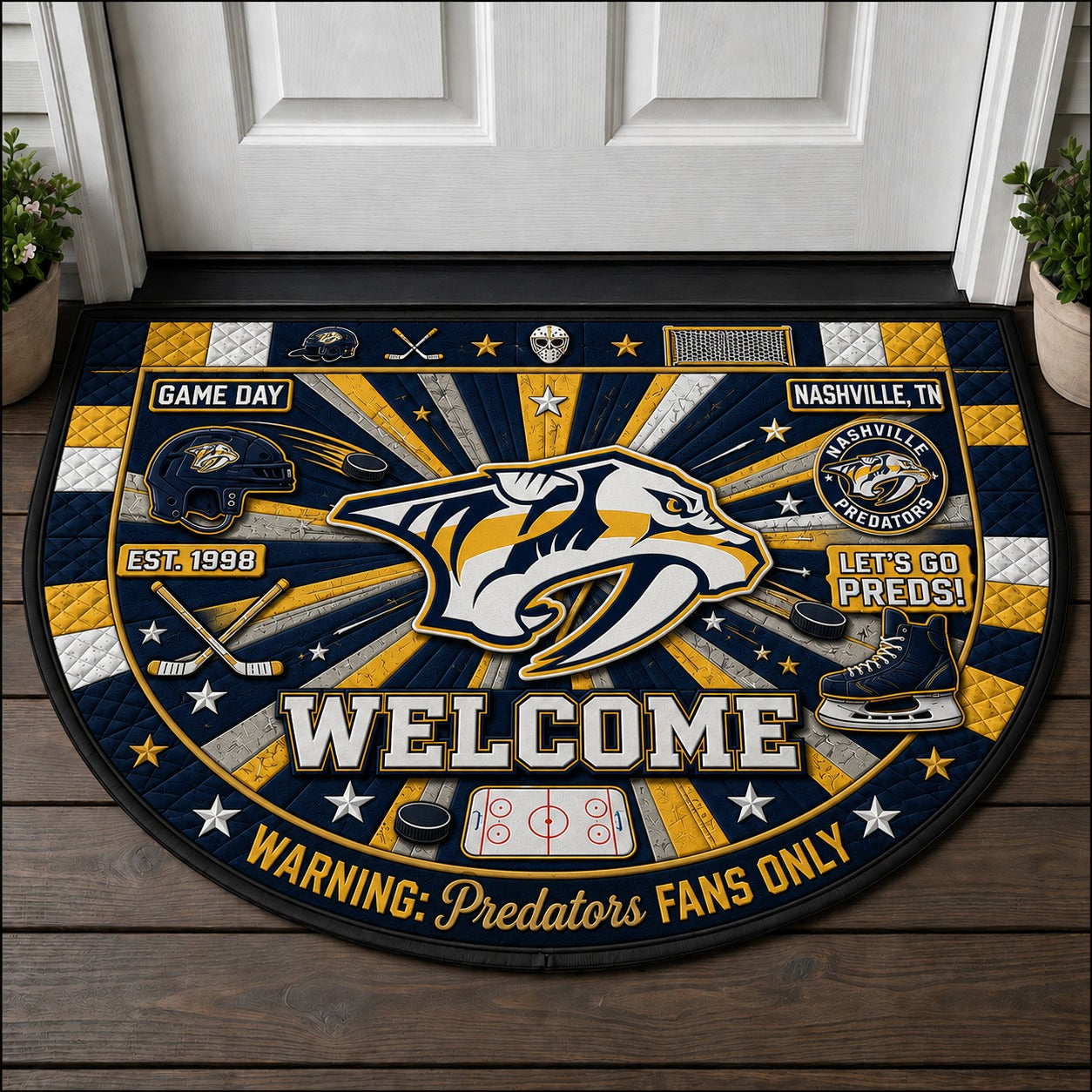 Hockey All Teams Custom Quilted Print Premium Welcome Mat – Personalized Baseball Doormat