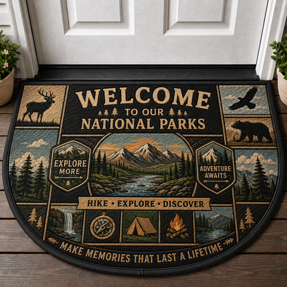 Camp More Worry Less Doormat - Tent & Campfire Outdoor Welcome Mat - 5to9vibe