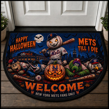 Baseball Halloween All Teams Custom Quilted Print Premium Welcome Mat – Personalized Baseball Doormat