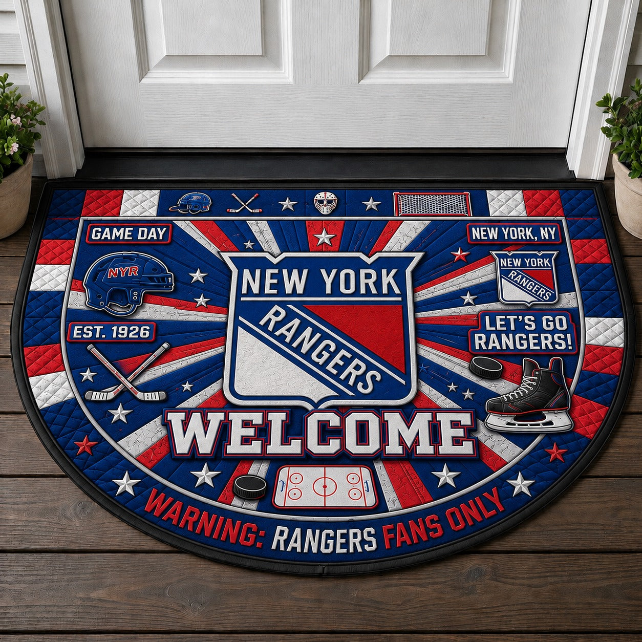Hockey All Teams Custom Quilted Print Premium Welcome Mat – Personalized Baseball Doormat