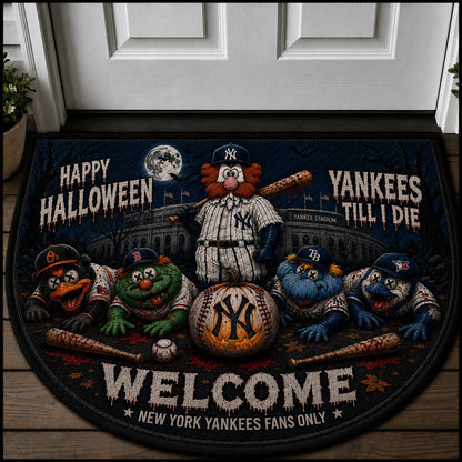 Baseball Halloween All Teams Custom Quilted Print Premium Welcome Mat – Personalized Baseball Doormat