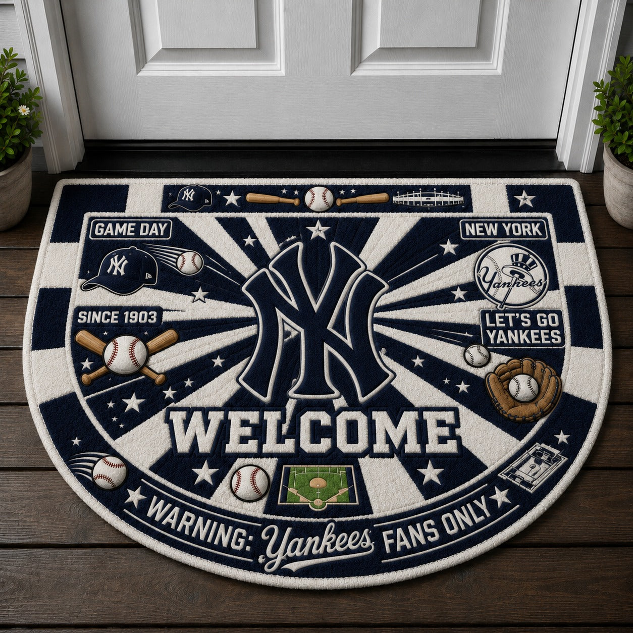 Baseball All Teams Custom Quilted Print Premium Welcome Mat – Personalized Baseball Doormat