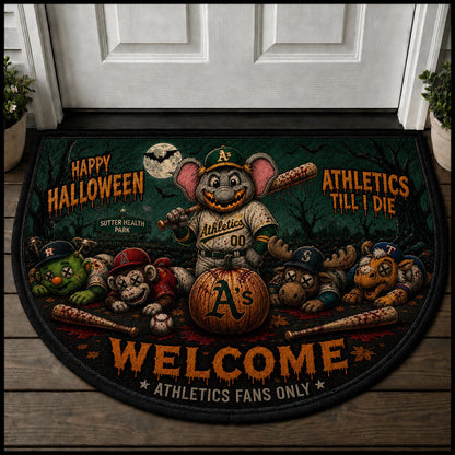 Baseball Halloween All Teams Custom Quilted Print Premium Welcome Mat – Personalized Baseball Doormat