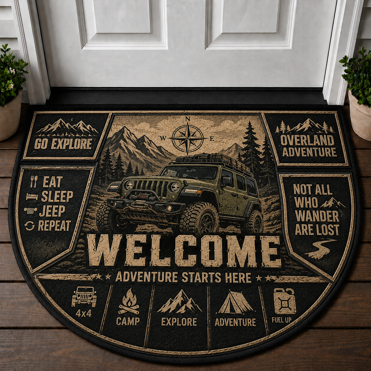 Jeep Girl Welcome Mat - Living Life Off-Road Pink Jeep Doormat - 5to9vibe