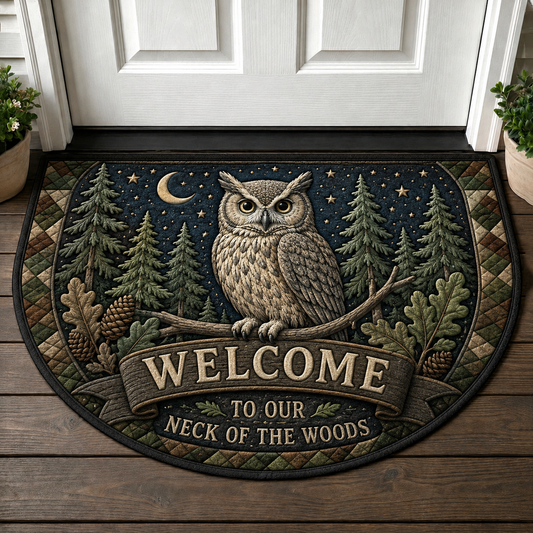 Owl Welcome Mat - Night Forest Nature Neck of the Woods Doormat - 5to9vibe