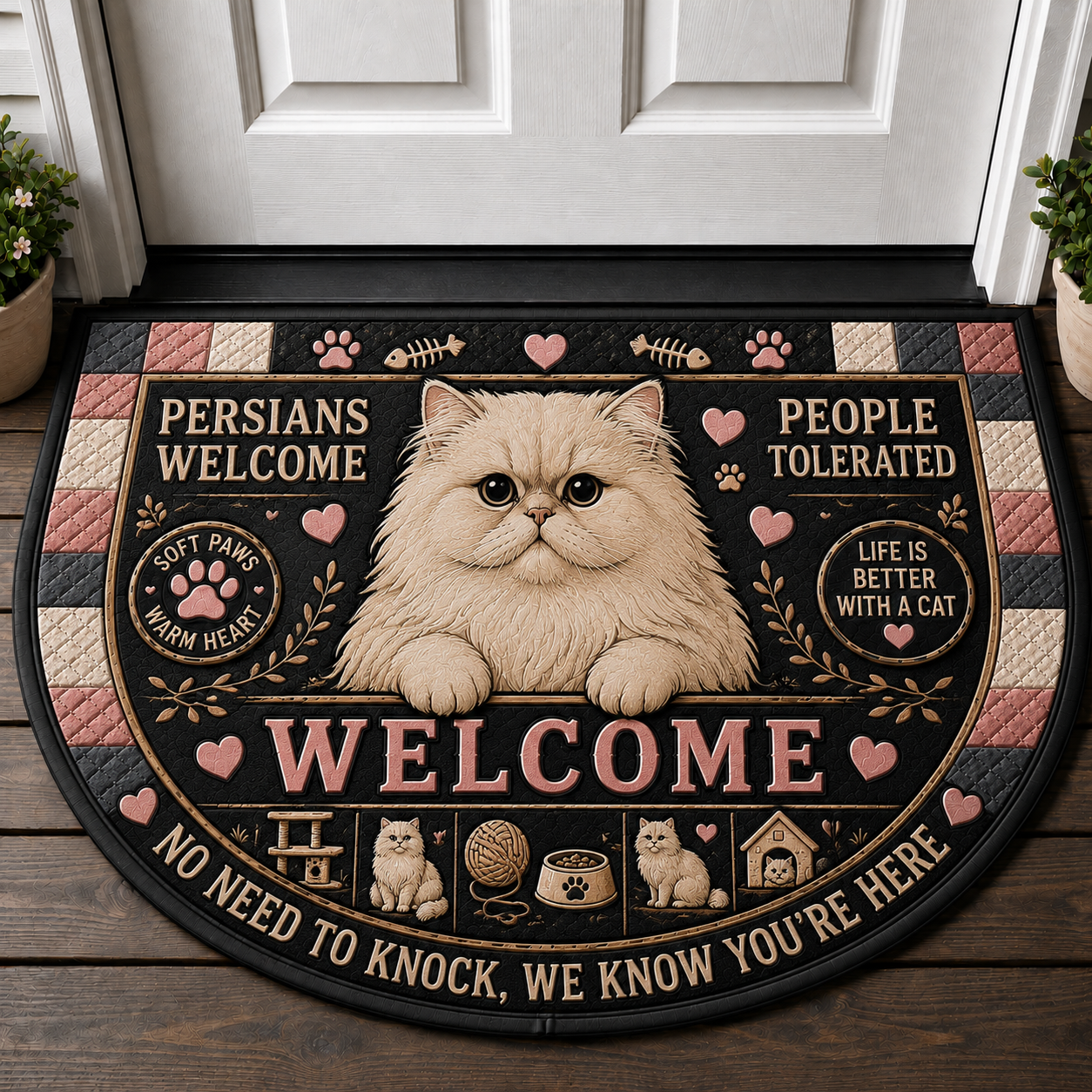 Celestial Black Cat Welcome Doormat - Witchy Moon & Stars Front Door Mat - 5to9vibe