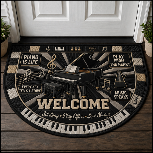 Piano Welcome Mat - Grand Piano Music Lover Decorative Doormat
