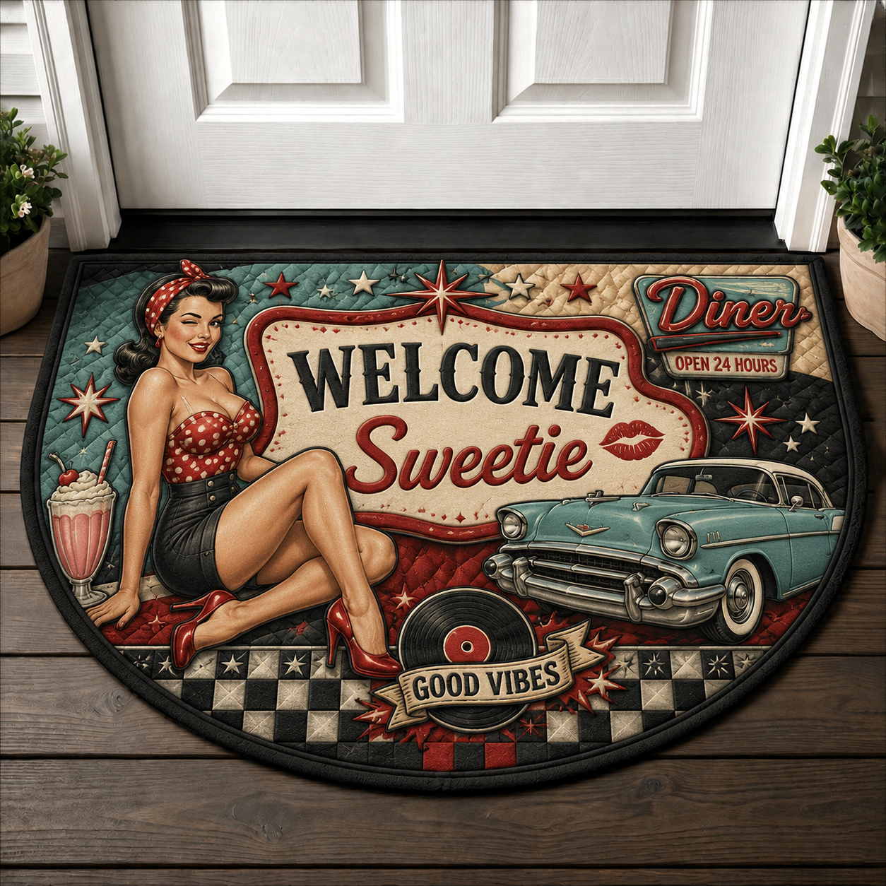 90s Retro Welcome Mat - Throwback Nostalgia Aesthetic Doormat - 5to9vibe