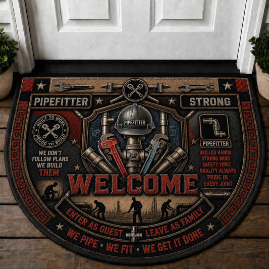 Pipefitter Welcome Mat – "Pipefitter Strong" Skilled Tradesman Outdoor Doormat - 5to9vibe