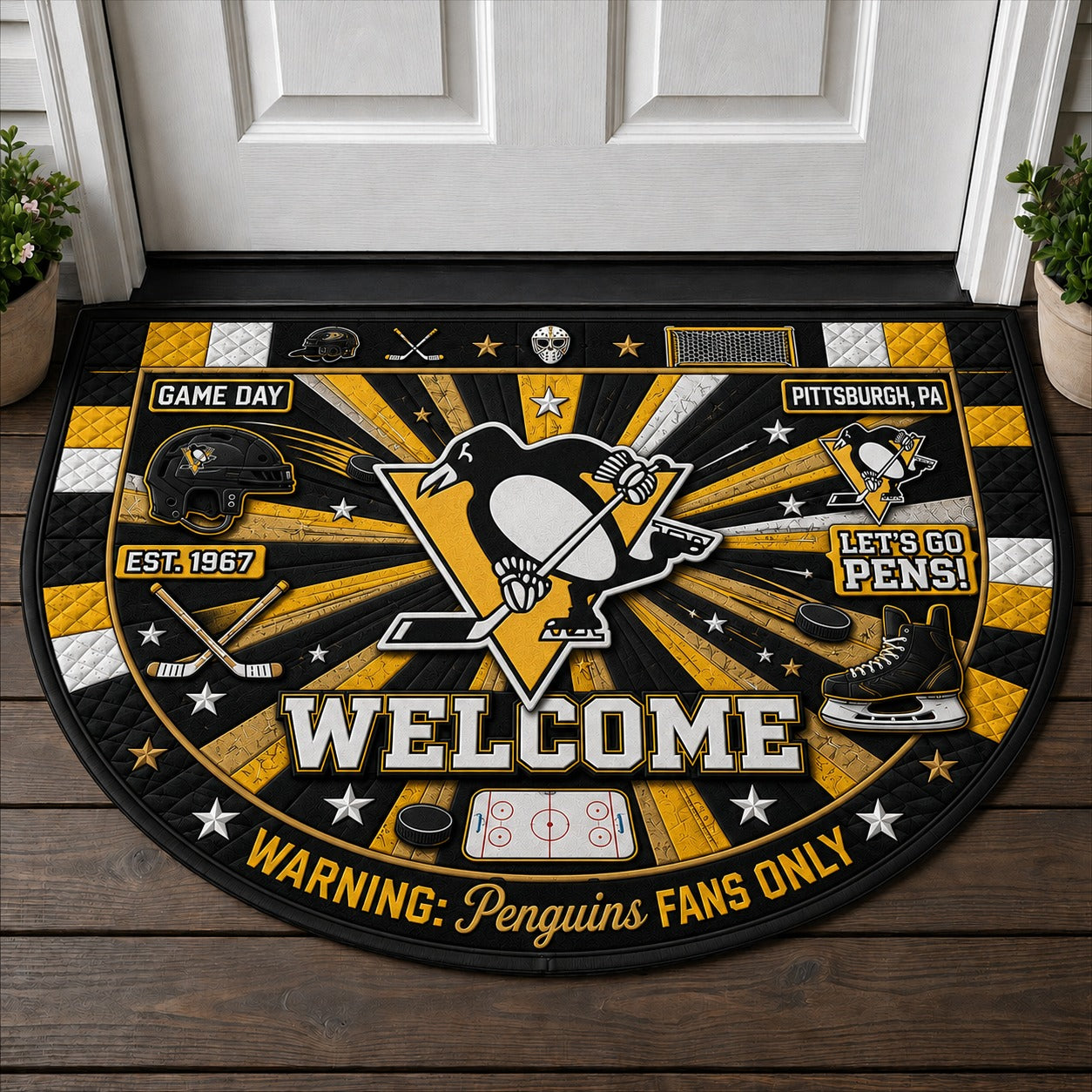 Hockey All Teams Custom Quilted Print Premium Welcome Mat – Personalized Baseball Doormat