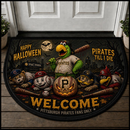 Baseball Halloween All Teams Custom Quilted Print Premium Welcome Mat – Personalized Baseball Doormat