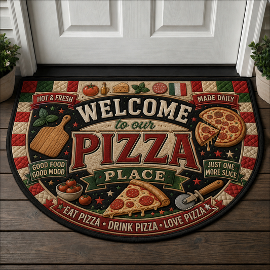 Love At First Bite Pizza Doormat - Homemade Pizzeria Kitchen Welcome Mat - 5to9vibe