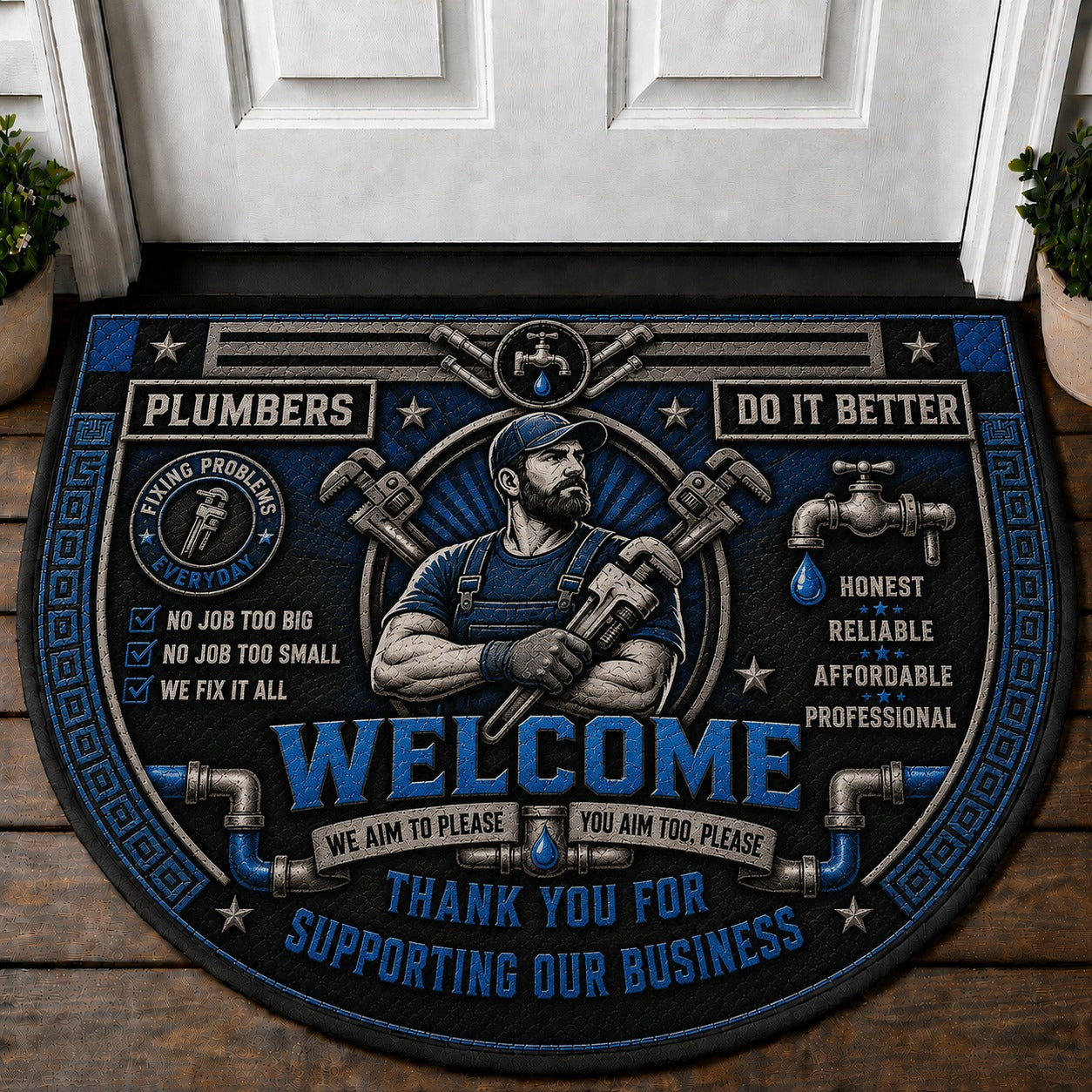 Carpenter Welcome Mat – "Built With Pride" Woodworker Home Decor Doormat - 5to9vibe