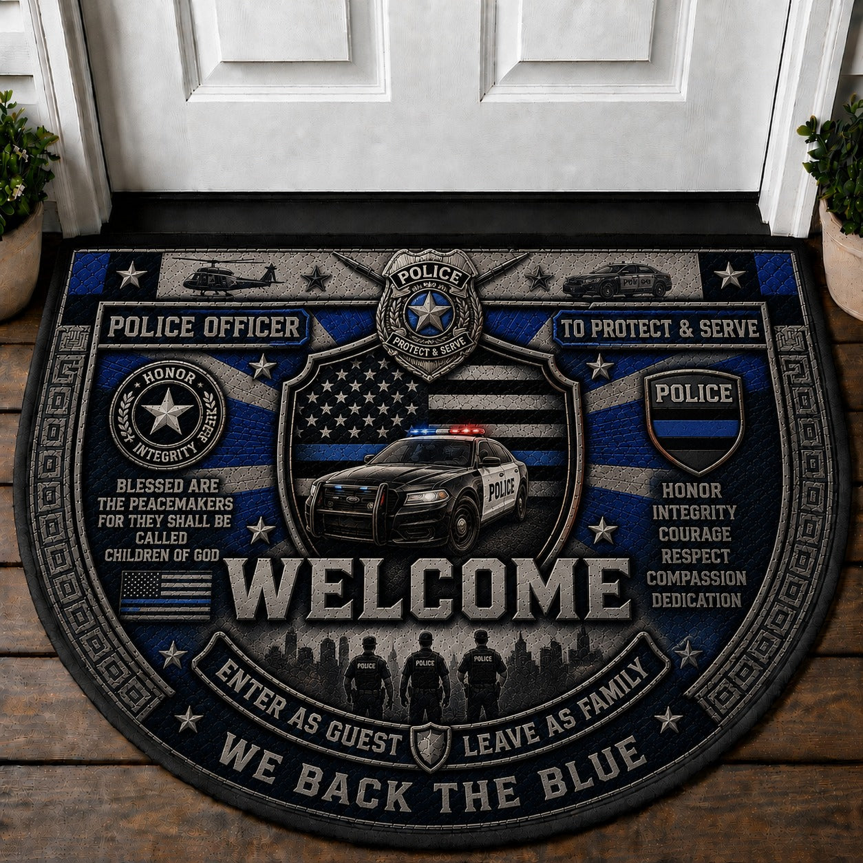 First Responder Welcome Mat – "911 Dispatch Police Fire EMS" Hero Doormat - 5to9vibe