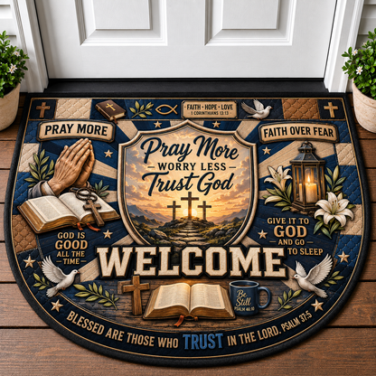 Jesus Welcome Mat - With God All Things Are Possible Christian Shield Doormat - 5to9vibe