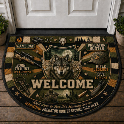 Predator Hunter Outdoor Adventures Quilted Print Premium Welcome Mat – Personalized Doormat