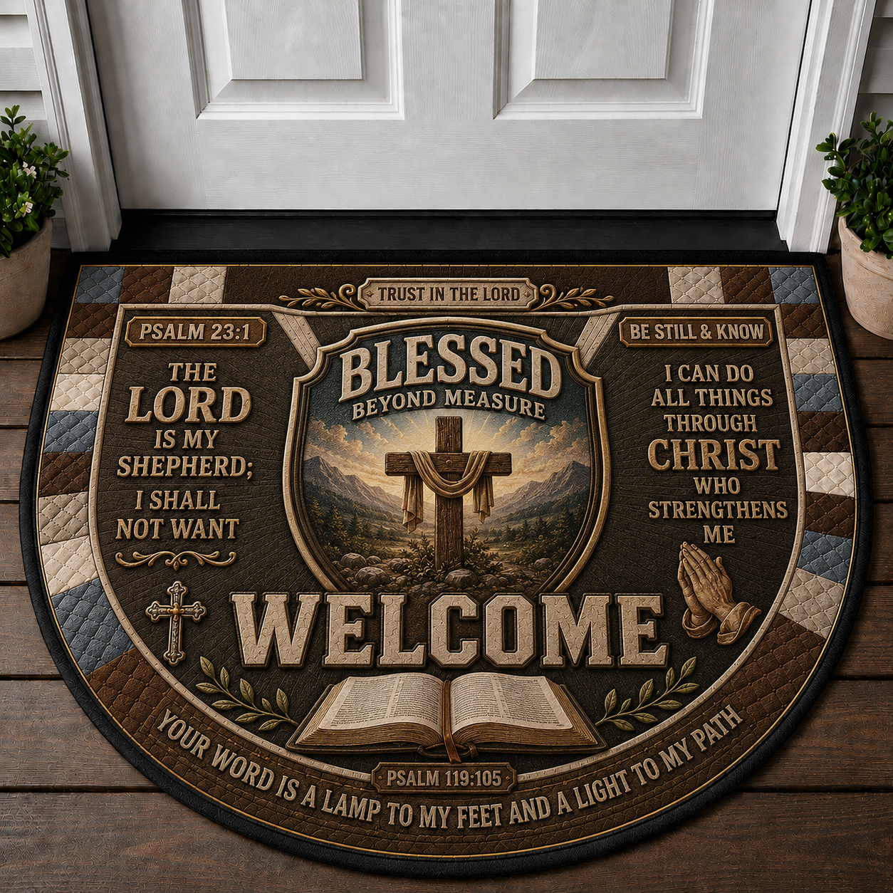 As For Me And My House Serve The Lord Doormat - Worship Cross Welcome Mat - 5to9vibe