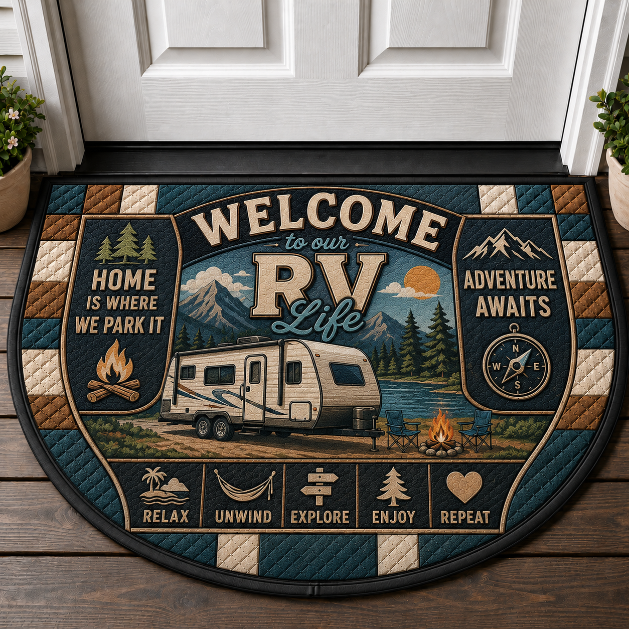 Weekend Campers Welcome Doormat - Home Is Where We Park It Camper Mat - 5to9vibe