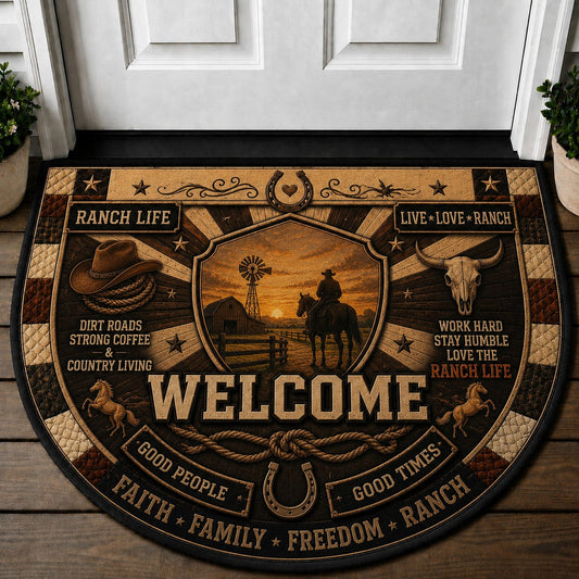 Ranch Life Welcome Mat – "Live Love Ranch" Western Country Living Outdoor Doormat - 5to9vibe