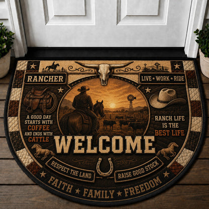 Rancher Welcome Mat – "Ranch Life Is The Best Life" Western Cattle Ranch Doormat - 5to9vibe
