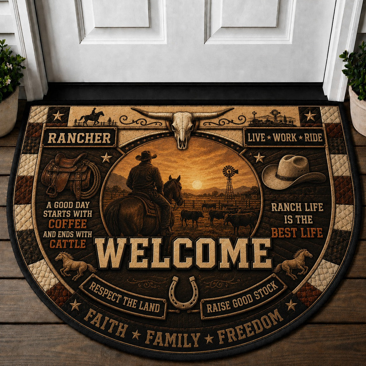 Horse Lover Welcome Mat – "A Home Without Hooves" Equestrian Outdoor Doormat - 5to9vibe