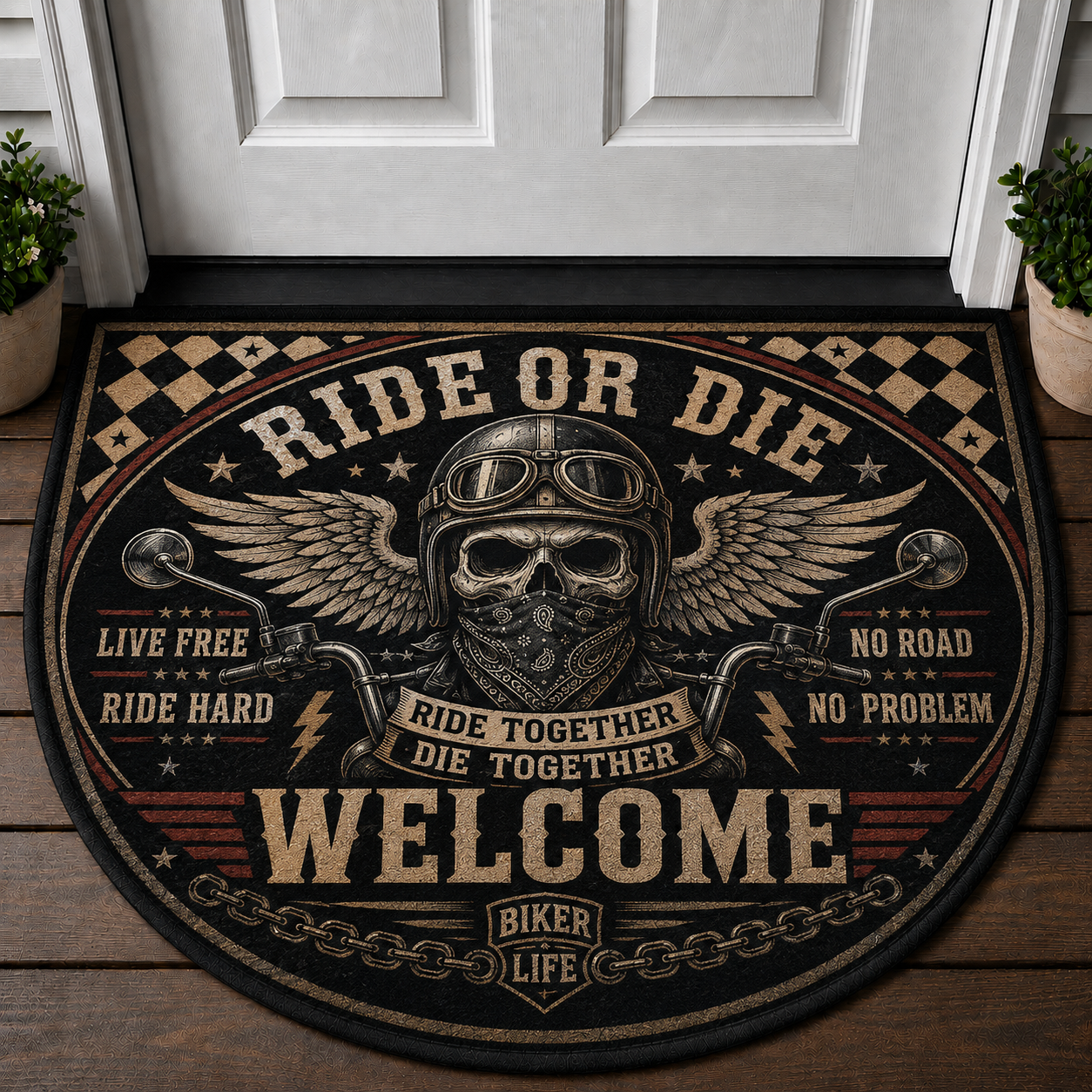 Touring Biker Welcome Mat - Live To Ride Motorcycle Adventure Doormat - 5to9vibe