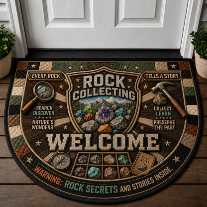 Welcome Rock Hounds Doormat - Never Stop Exploring Rock Collector Crystal Mat - 5to9vibe