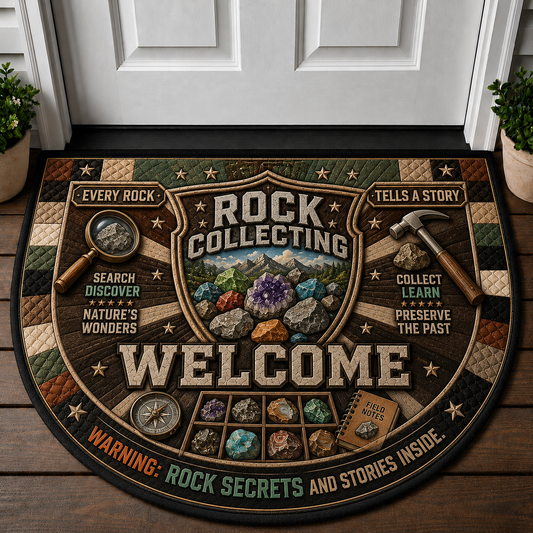 Welcome Rock Hounds Doormat - Never Stop Exploring Rock Collector Crystal Mat - 5to9vibe