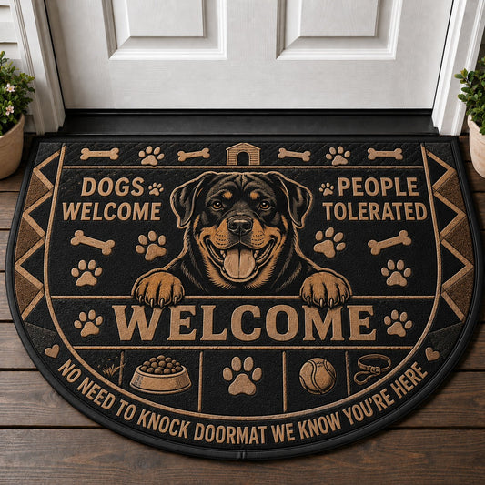 Rottweiler Welcome Mat – "People Tolerated" Funny Dog Lover Doormat - 5to9vibe