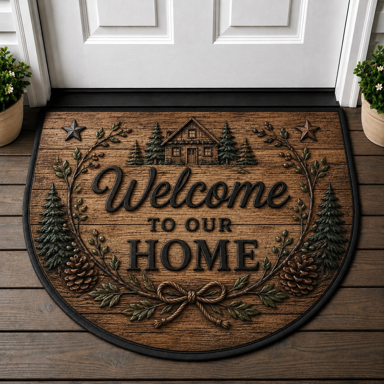 Welcome Botanical Garden Doormat - Mindfulness Floral Stone Path Welcome Mat - 5to9vibe