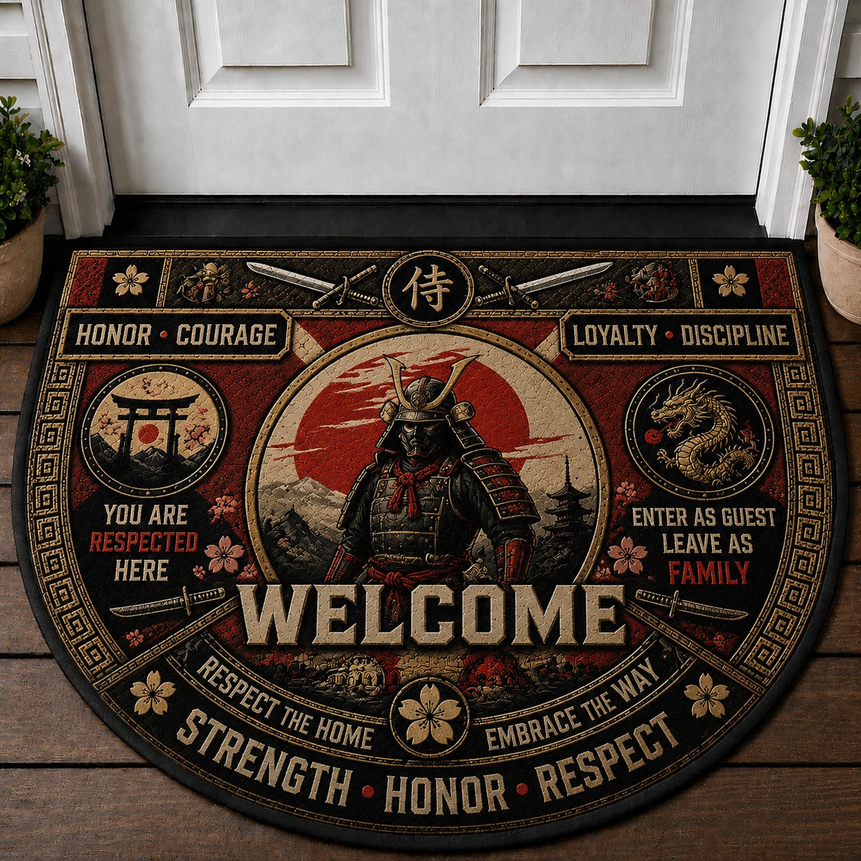 Gladiator Welcome Mat – "Strength & Honor" Roman Warrior Arena Doormat - 5to9vibe
