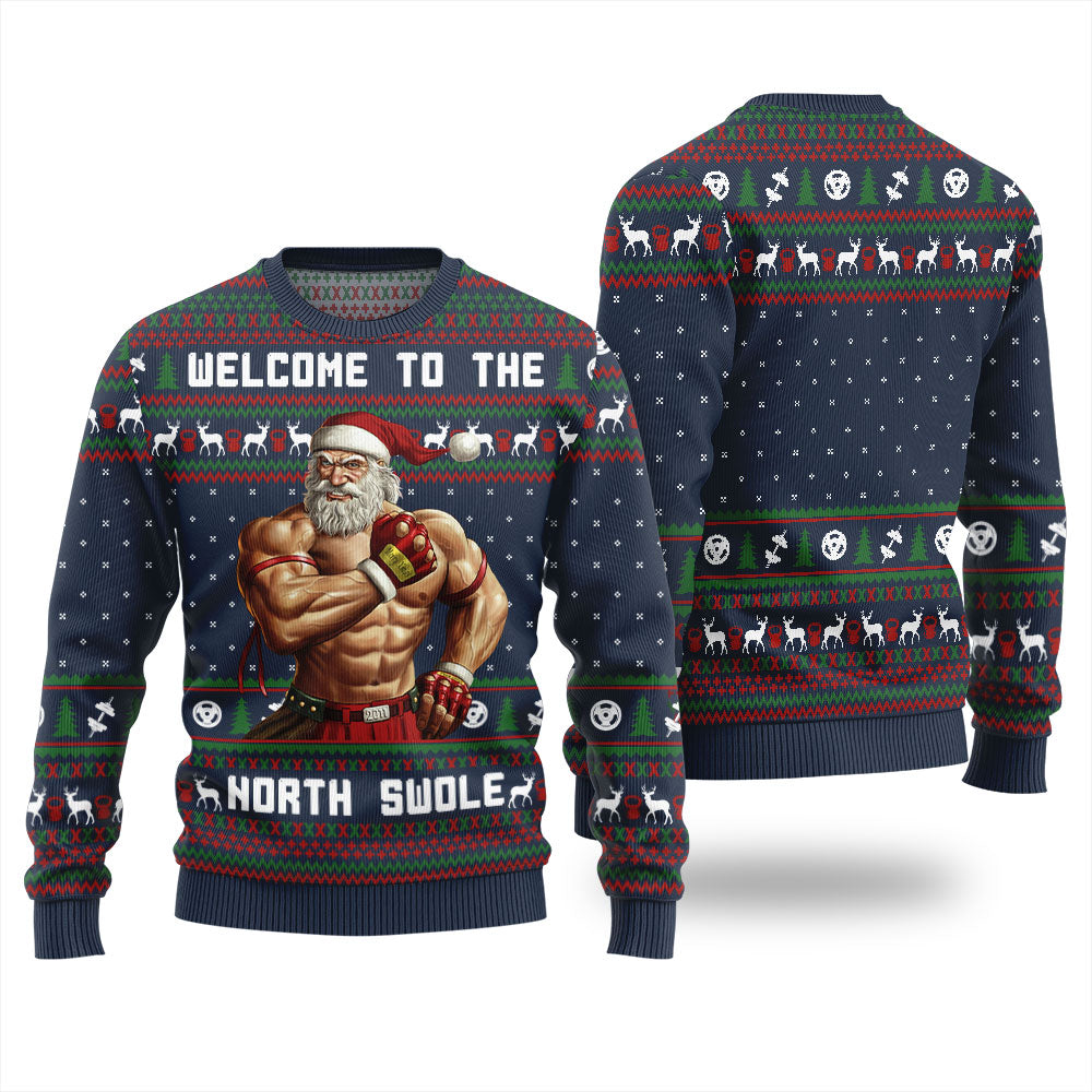 Santa Welcome To The North Swole Ugly Christmas Sweater For Women