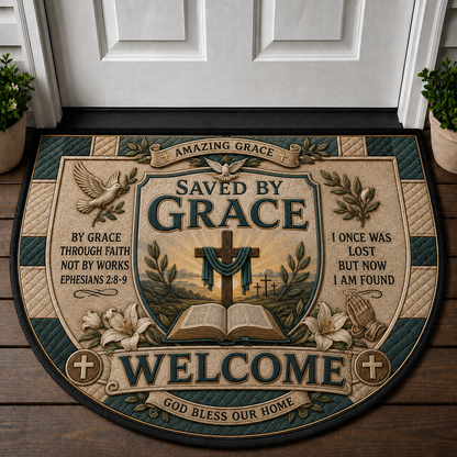 We Will Serve The Lord Cross Doormat - Faith Hope Love Welcome Mat - 5to9vibe