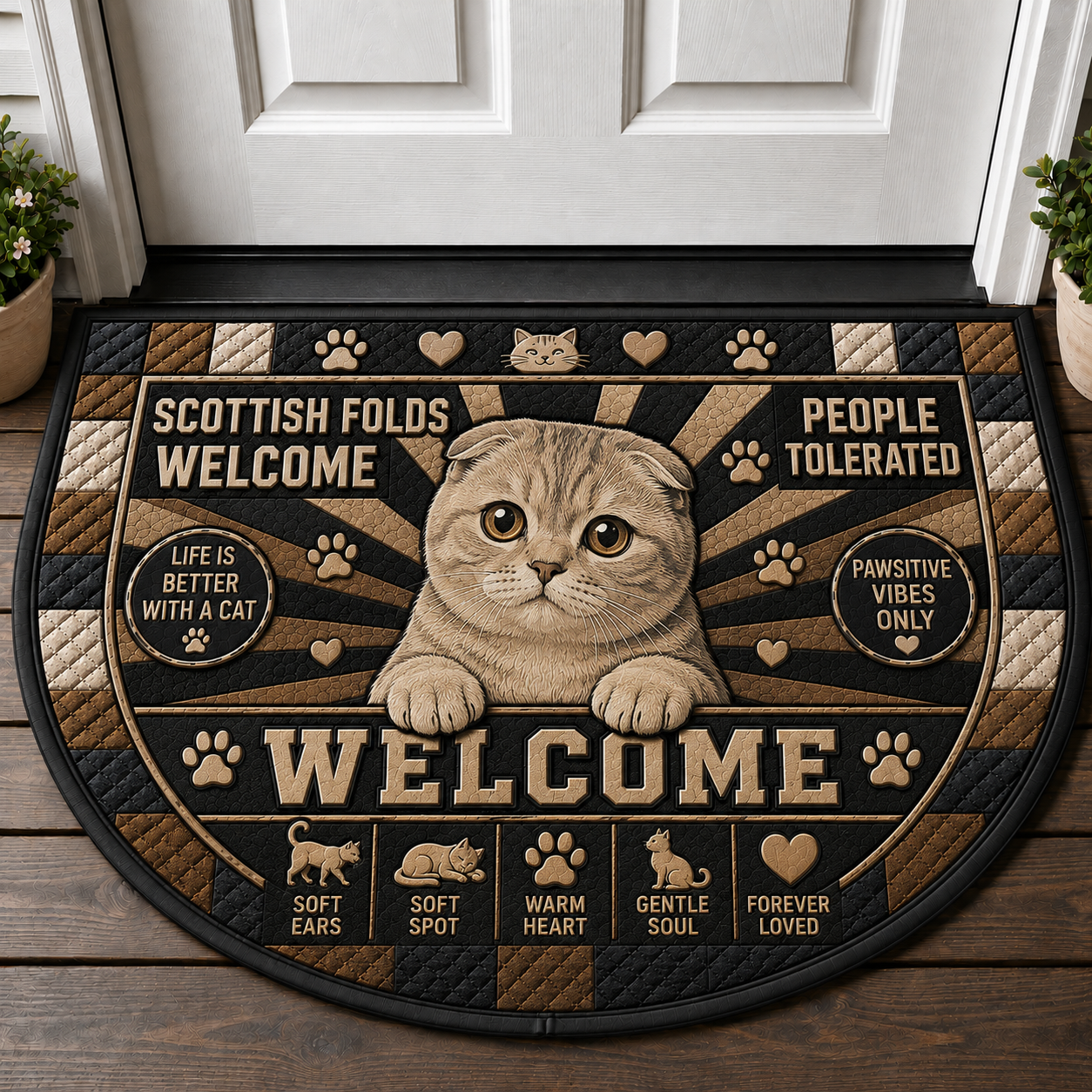 Cat Dad Welcome Doormat - Life Is Better With Cats Silhouette Mat - 5to9vibe