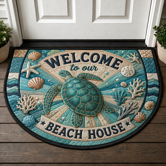 Beach House Sea Turtle Doormat - Coastal Ocean Reef Welcome Mat - 5to9vibe