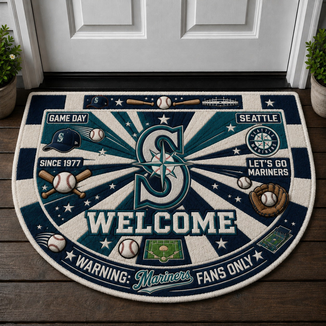 Baseball All Teams Custom Quilted Print Premium Welcome Mat – Personalized Baseball Doormat
