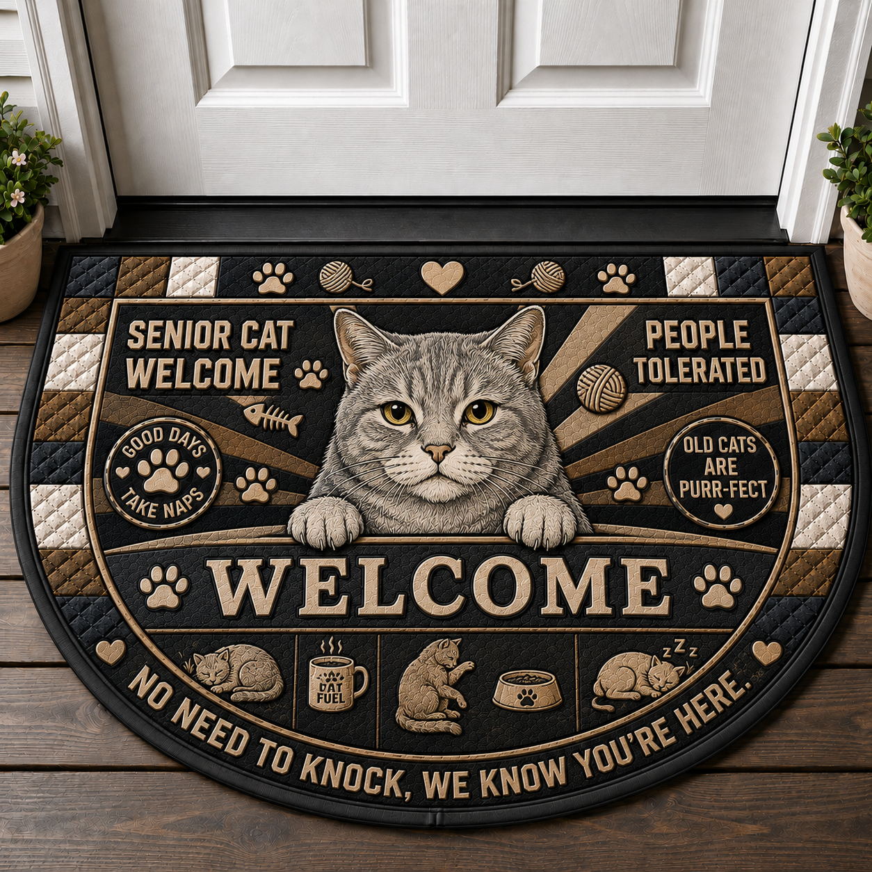 Tabbies Welcome Doormat - People Tolerated Tabby Cat Welcome Mat - 5to9vibe