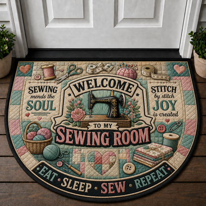 Home Is Where The Stitches Are Doormat - Floral Embroidery Hoop Welcome Mat - 5to9vibe