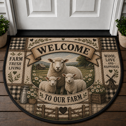 Welcome To Our Farm Barnyard Doormat - Rustic Farmhouse Animals Welcome Mat - 5to9vibe