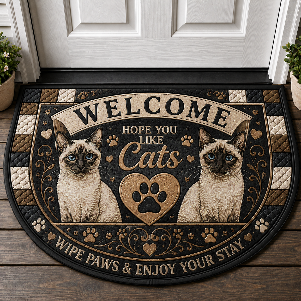 Cat Mom Welcome Home Doormat - Hope You Like Cats Outdoor Welcome Mat - 5to9vibe