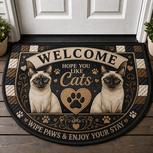 Hope You Like Cats Doormat - Siamese Cats Wipe Paws Welcome Mat - 5to9vibe