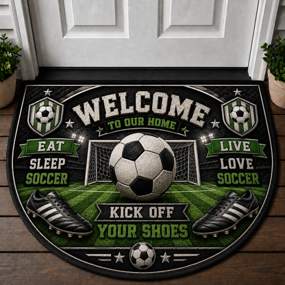 Soccer Welcome Mat - Soccer Field Goal Kick Sports Outdoor Doormat - 5to9vibe