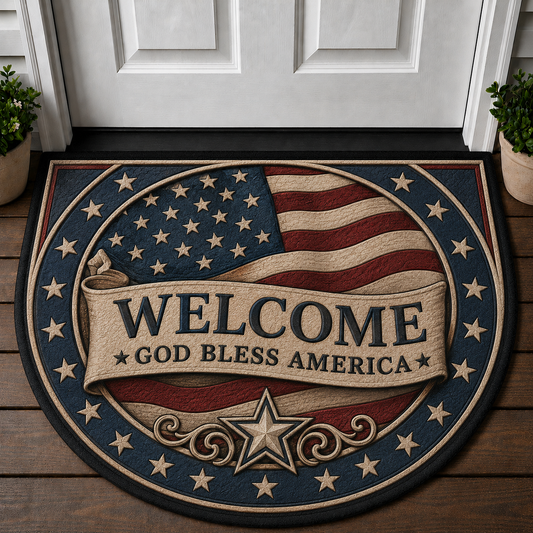 Stars And Stripes Welcome Mat - Patriotic American Flag Outdoor Doormat - 5to9vibe
