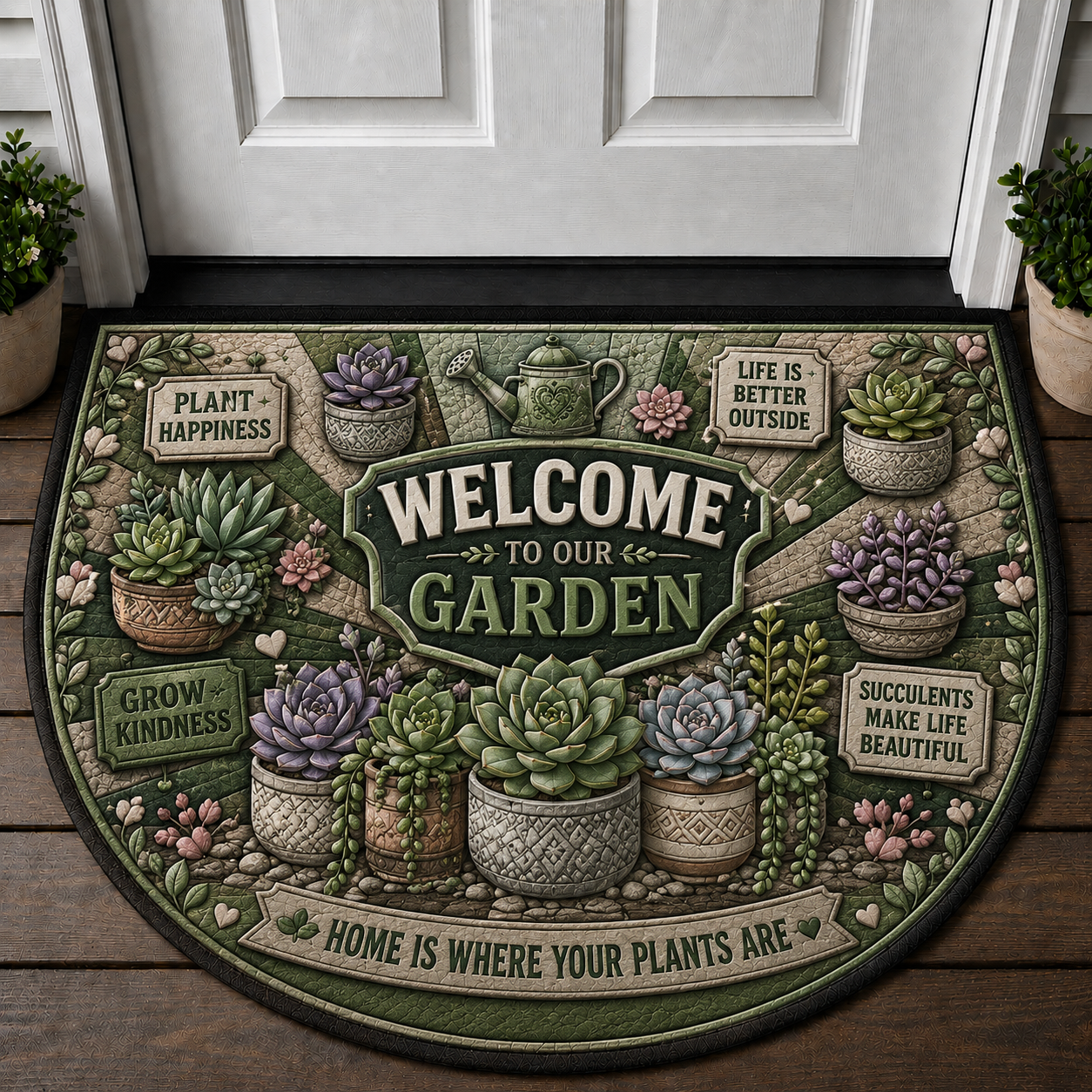 Life Succs Without Plants Doormat - Succulent Botanical Welcome Mat - 5to9vibe