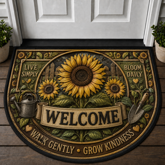 Welcome To Our Home Sunflowers Doormat - Bloom And Grow Floral Welcome Mat - 5to9vibe