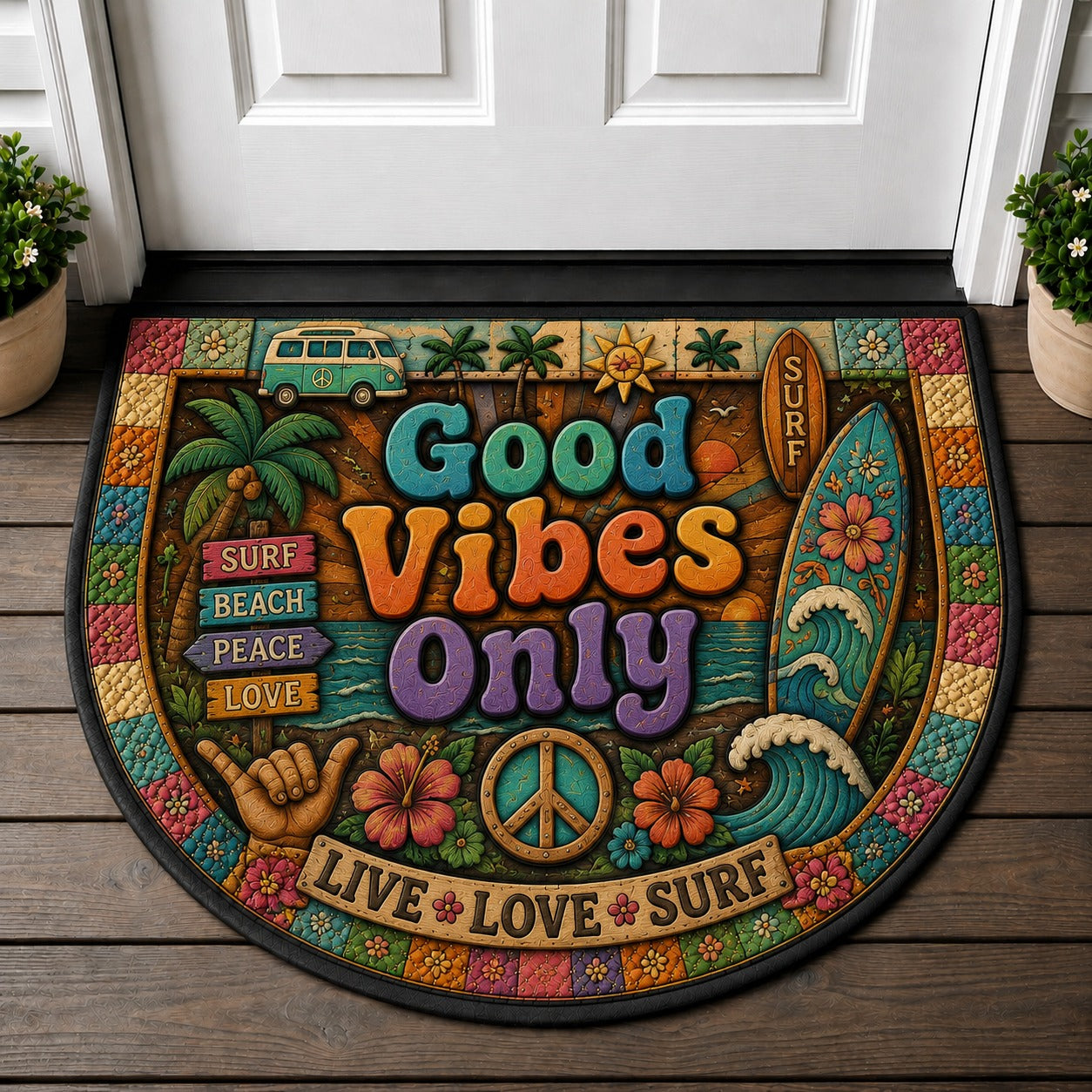 Welcome To Our Zen Den Welcome Mat - Zen Buddha Bamboo Lotus Spiritual Rug - 5to9vibe