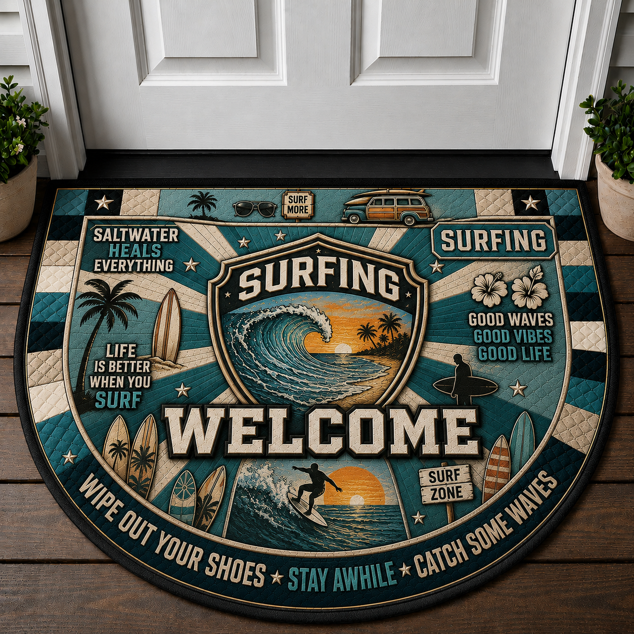Volleyball Welcome Mat - Spike Strong Team Sports Outdoor Doormat - 5to9vibe