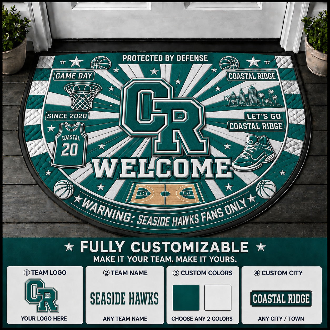 Teal / White