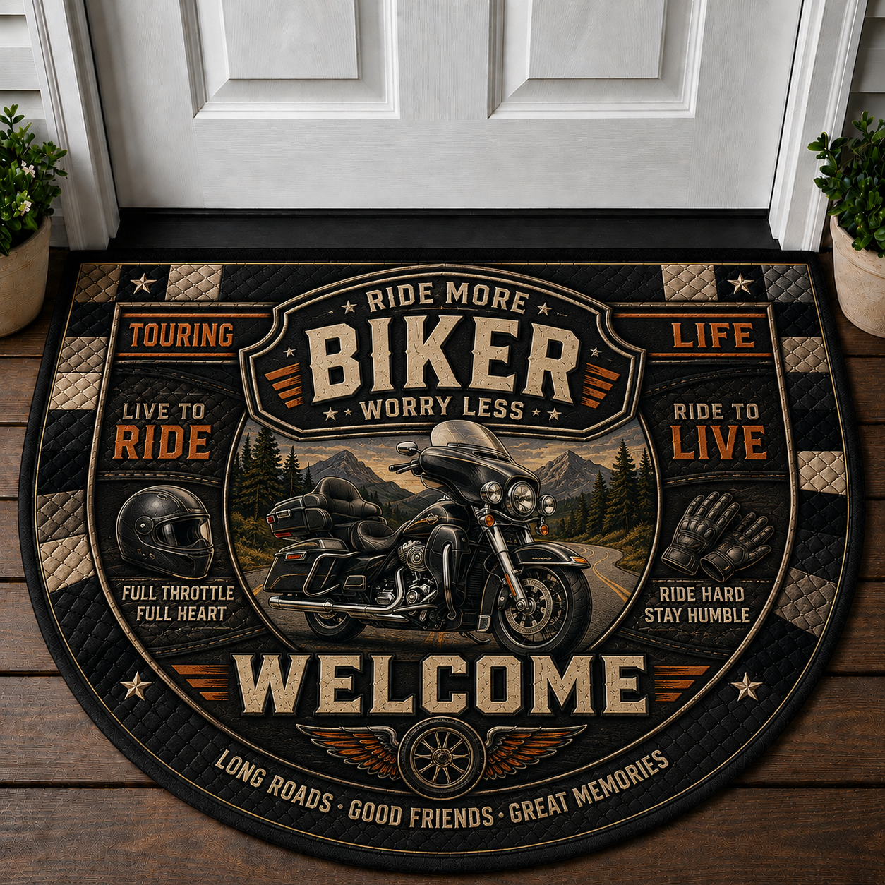 Ride Free Chopper Motorcycle Welcome Mat - Custom American Biker Doormat - 5to9vibe