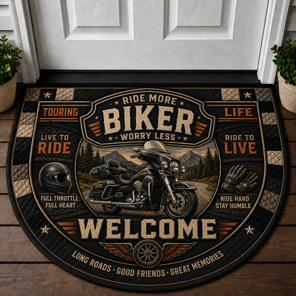 Motorcycle Dad Welcome Mat - Cool Biker Dad Garage Outdoor Doormat - 5to9vibe